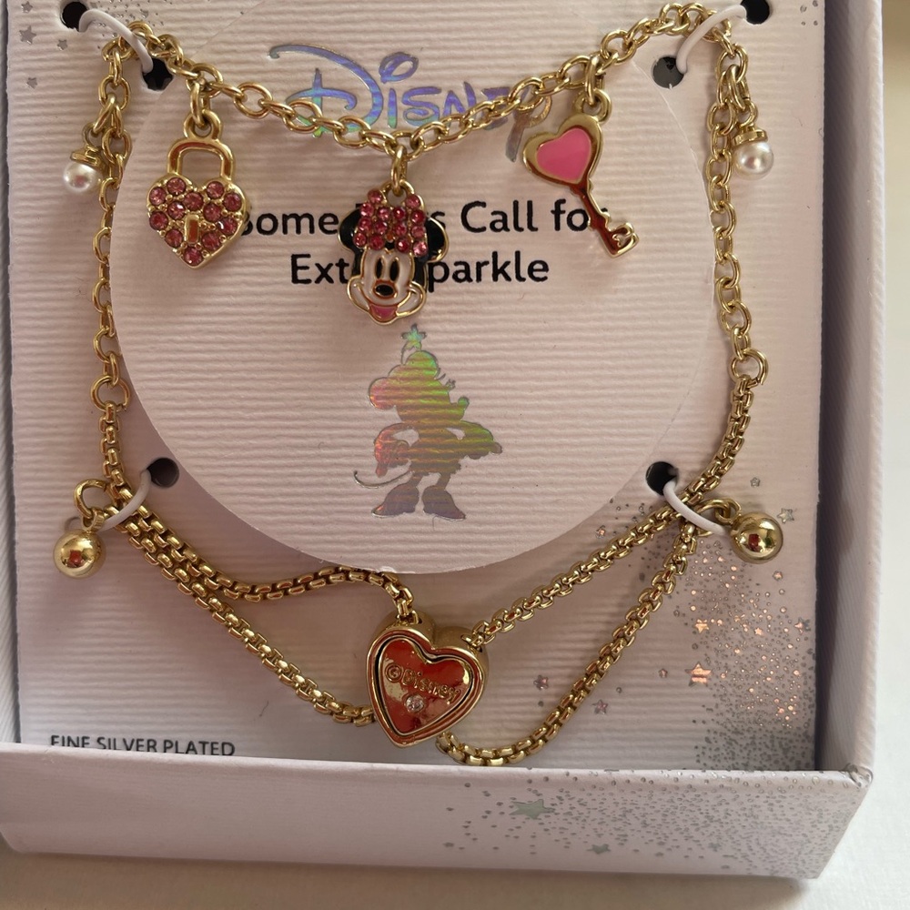 Disney Gold and Pink Minnie Mouse Necklace